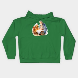 Watercolor Nativity Scene Kids Hoodie